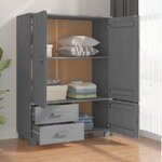 vidaXL Garde-robe HAMAR Gris foncé 99x45x137 cm Bois massif de pin