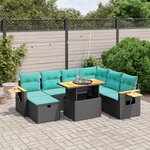 vidaXL Salon de jardin 8 Pièces avec coussins noir résine tressée