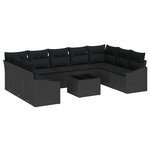 vidaXL Ensemble de salle à manger de jardin 10 pièces avec coussins en rotin poly beige.