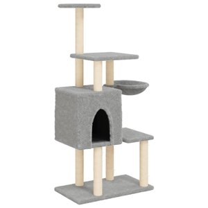 vidaXL Arbre à chat avec griffoirs en sisal Gris clair 131 cm