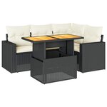 vidaXL Salon de jardin 5 Pièces avec coussins noir résine tressée