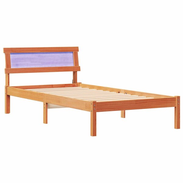 vidaXL Cadre de lit avec tête de lit Brun cire 90 x 200 cm Pin massif