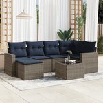 vidaXL Salon de jardin 7 Pièces avec coussins gris résine tressée