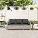 vidaXL Canapé de jardin et coussins 3 places gris clair résine tressée