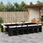 vidaXL Ensemble à manger de jardin 13 Pièces coussins noir résine tressée
