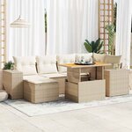 vidaXL Salon de jardin avec coussins 7 Pièces beige résine tressée
