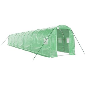 vidaXL Serre avec cadre en acier vert 28 m² 14x2x2 m
