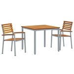 vidaXL Ensemble de salle à manger pour jardin 3 Pièces Gris et marron