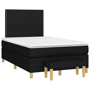 vidaXL Sommier à lattes de lit avec matelas noir 120x190 cm tissu