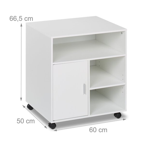 Caisson de bureau mobile pratique rangement imprimante 65 x 40 x 80 cm en bois blanc 13_0016056