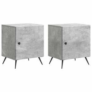 vidaXL Cabinet de chevet 2 Pièces Gris béton 43 x 34 5 x 50 cm