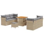 vidaXL Ensemble de Canapés de Jardin de 9 pièces avec Coussins Beige Poly Rattan Acacia