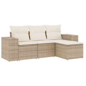 vidaXL Salon de jardin avec coussins 4 Pièces beige résine tressée