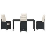 vidaXL Ensemble de salle à manger de jardin 5 pièces avec coussins en rattan synthétique noir