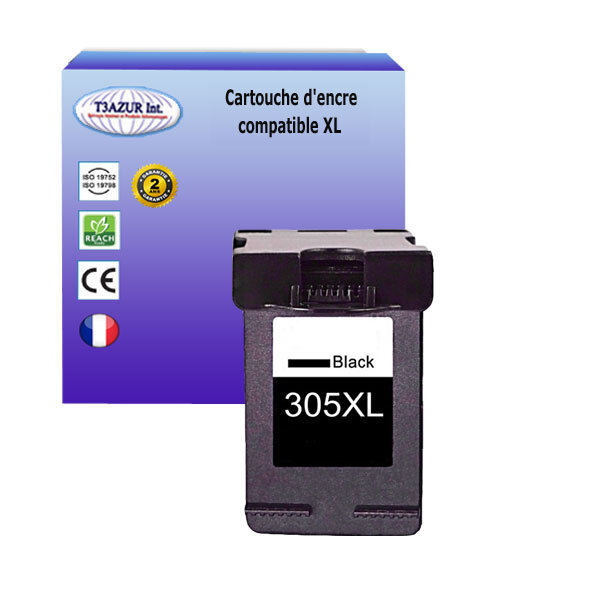 T3azur - cartouche d'encre compatible remplace hp 305 305xl noire pour  hp envy pro 6455e 6458 6458e 6475 6475e
