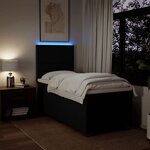 vidaXL Sommier à lattes de lit avec matelas Noir 100x200 cm Tissu