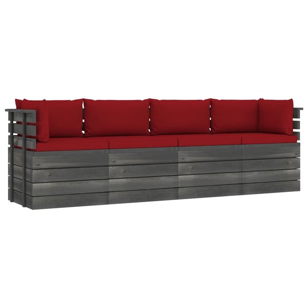 vidaXL Canapé palette de jardin 4 places avec coussins Bois de pin