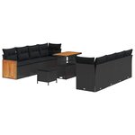 vidaXL Ensemble de canapé de jardin 11 Pièces Noir 90 x 55 x 71 cm
