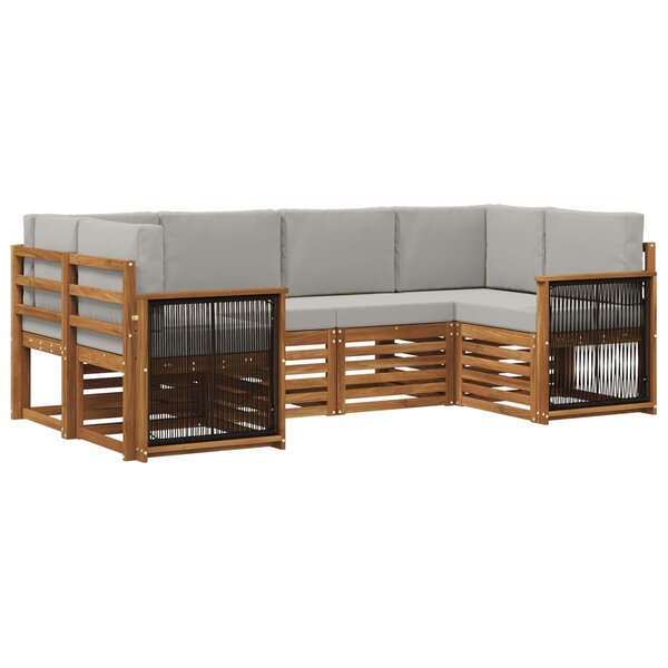 vidaXL Ensemble de canapé d'angle 5 Pièces Naturel et gris clair