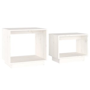 vidaXL Tables basses gigognes 2 Pièces Blanc Bois de pin massif