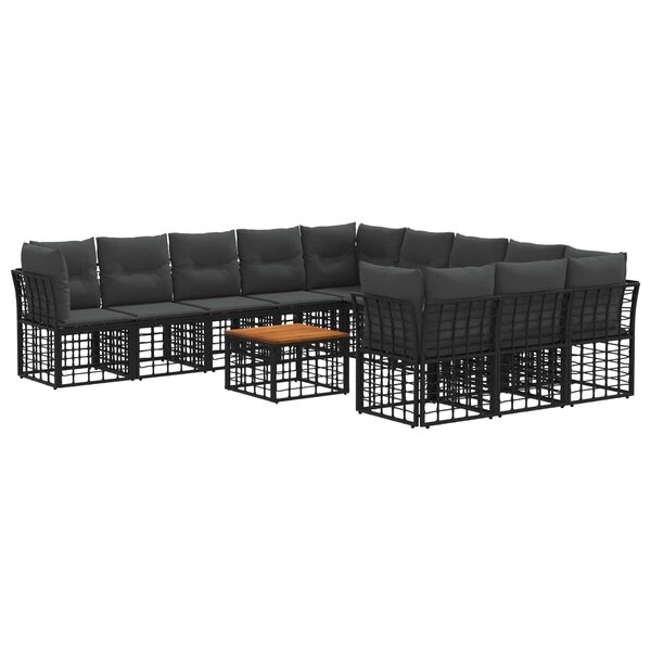 vidaXL Ensemble de canapés d'extérieur 12 Pièces Noir et Gris foncé