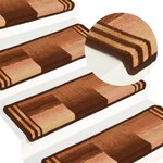 vidaXL Tapis d'escalier autocollants 15 Pièces 65x21x4 cm Marron