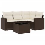 vidaXL Salon de jardin avec coussins 5 Pièces marron résine tressée