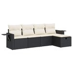 vidaXL Salon de jardin 5 Pièces avec coussins noir résine tressée