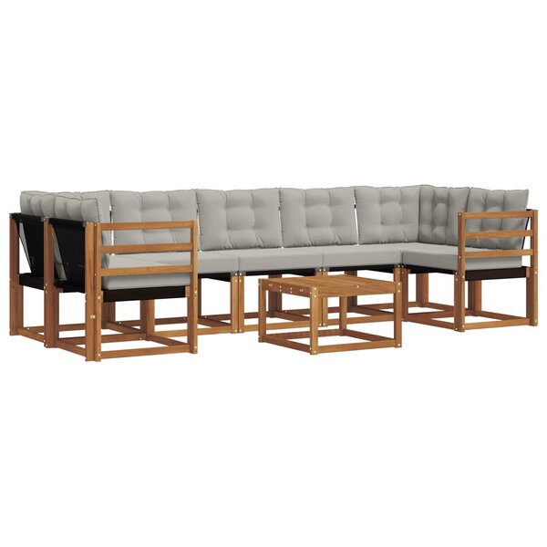 vidaXL Ensemble de canapés d'extérieur 8 pc Gris Naturel et Clair