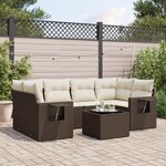 vidaXL Salon de jardin avec coussins 7 Pièces marron résine tressée