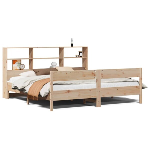 vidaXL Lit bibliothèque sans matelas 200x200 cm bois massif de pin