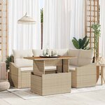vidaXL Ensemble de canapé de jardin 5 Pièces Beige Poly rotin