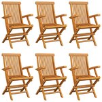 vidaXL Chaises de jardin avec coussins vert lot de 6 Bois teck massif