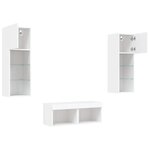 vidaXL Meuble TV muraux 4 Pièces avec lumières LED blanc