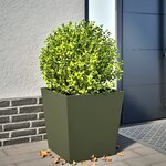 vidaXL Jardinière vert olive 50x50x50 cm acier