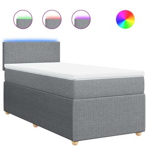 vidaXL Sommier à lattes de lit et matelas Gris clair 90x190 cm Tissu