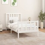 vidaXL Cadre de lit avec tête de lit blanc bois de pin massif 90x200cm