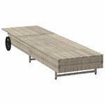 vidaXL Chaise longue avec roues et coussins gris clair résine tressée