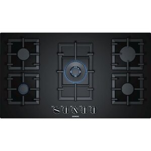 Siemens ep9a6qb90 table gaz - 90cm - 4f+wok - flamesl - verre noir