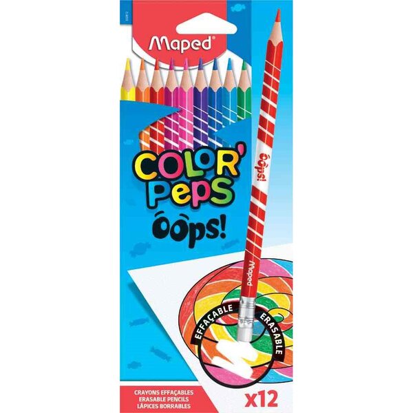 Crayons de couleur COLOR'PEPS effaçable étui de 12 MAPED