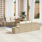 vidaXL Ensemble de salle à manger pour jardin 7 Pièces Beige  Crème