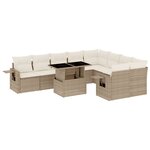 vidaXL Salon de jardin avec coussins 10 Pièces beige résine tressée