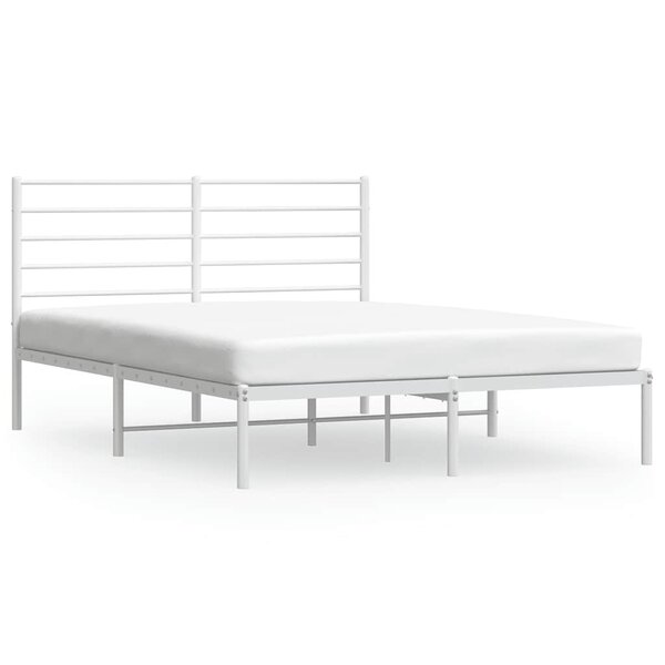 vidaXL Cadre de lit métal sans matelas et tête de lit blanc 160x200 cm