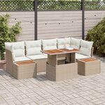 vidaXL Ensemble de canapé de jardin 10 Pièces Beige Poly rotin