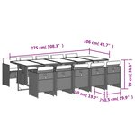 vidaXL Ensemble à manger de jardin 11 Pièces coussins noir résine tressée
