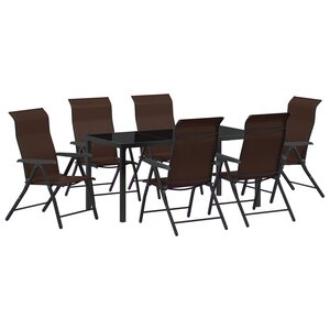 vidaXL Ensemble de salle à manger de jardin 7 pièces en poly rotin brun
