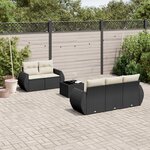 vidaXL Salon de jardin 6 Pièces avec coussins noir résine tressée