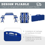 Table de camping pique-nique pliante portable en plastique avec 4 sieges bleu