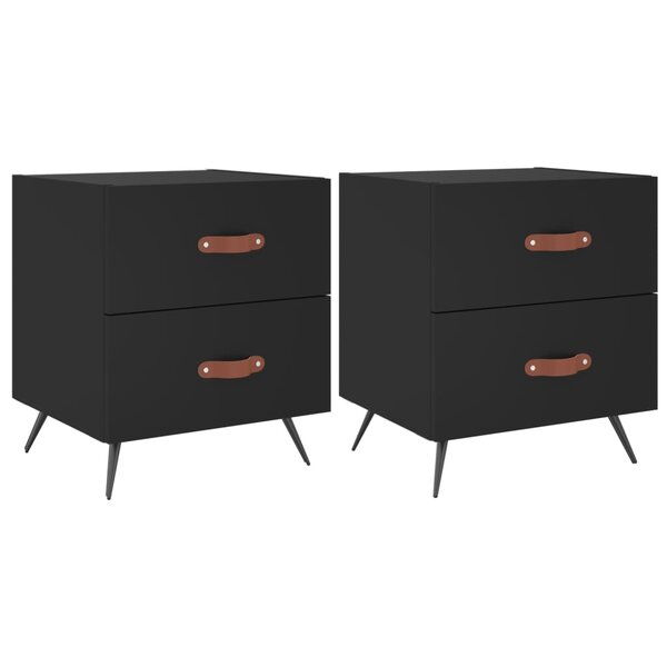 vidaXL Tables de chevet 2 Pièces noir 40x35x47 5 cm bois d’ingénierie