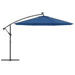 vidaXL Parasol de jardin en porte-à-faux avec lumières LED bleu azuré
